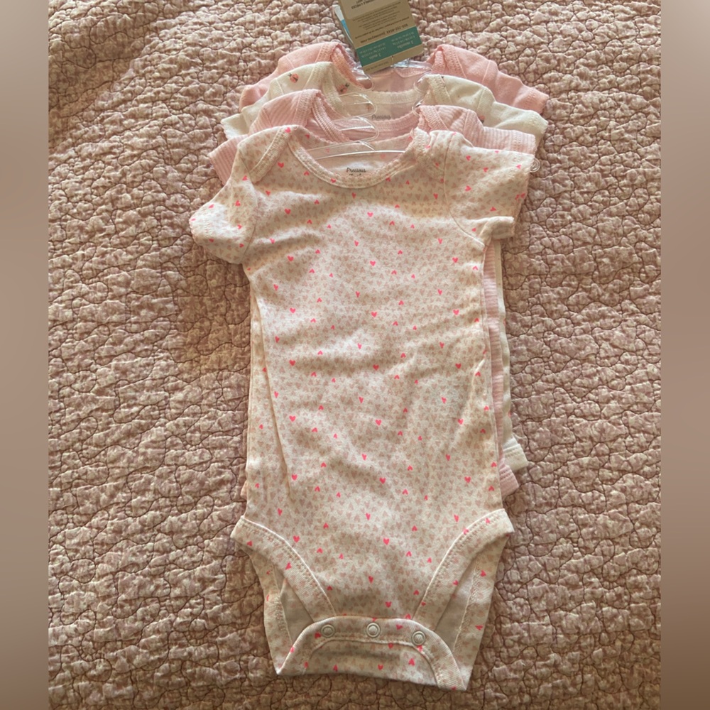 Onesie package of 4! Pink patterned